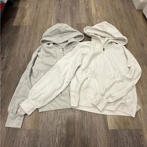 abercrombie kids Gray and White Zip Hoodies